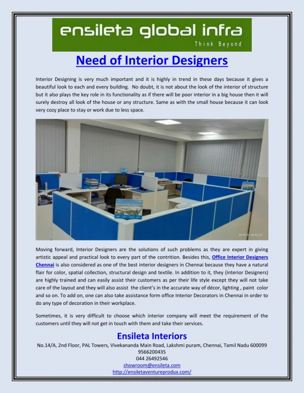 Need of Interior Designers