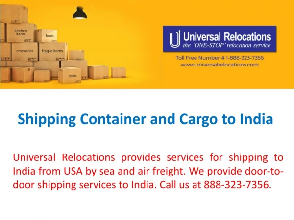 Shipping Container and Cargo to India