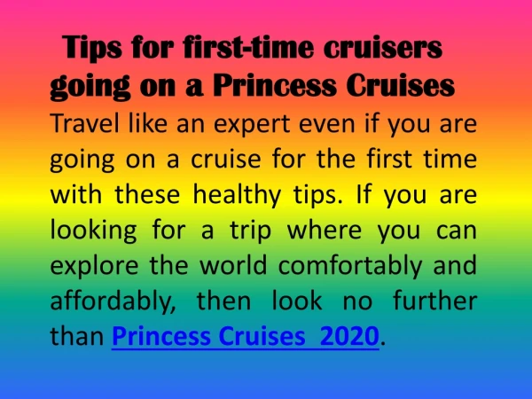 Tips for first-time cruisers going on a Princess Cruises