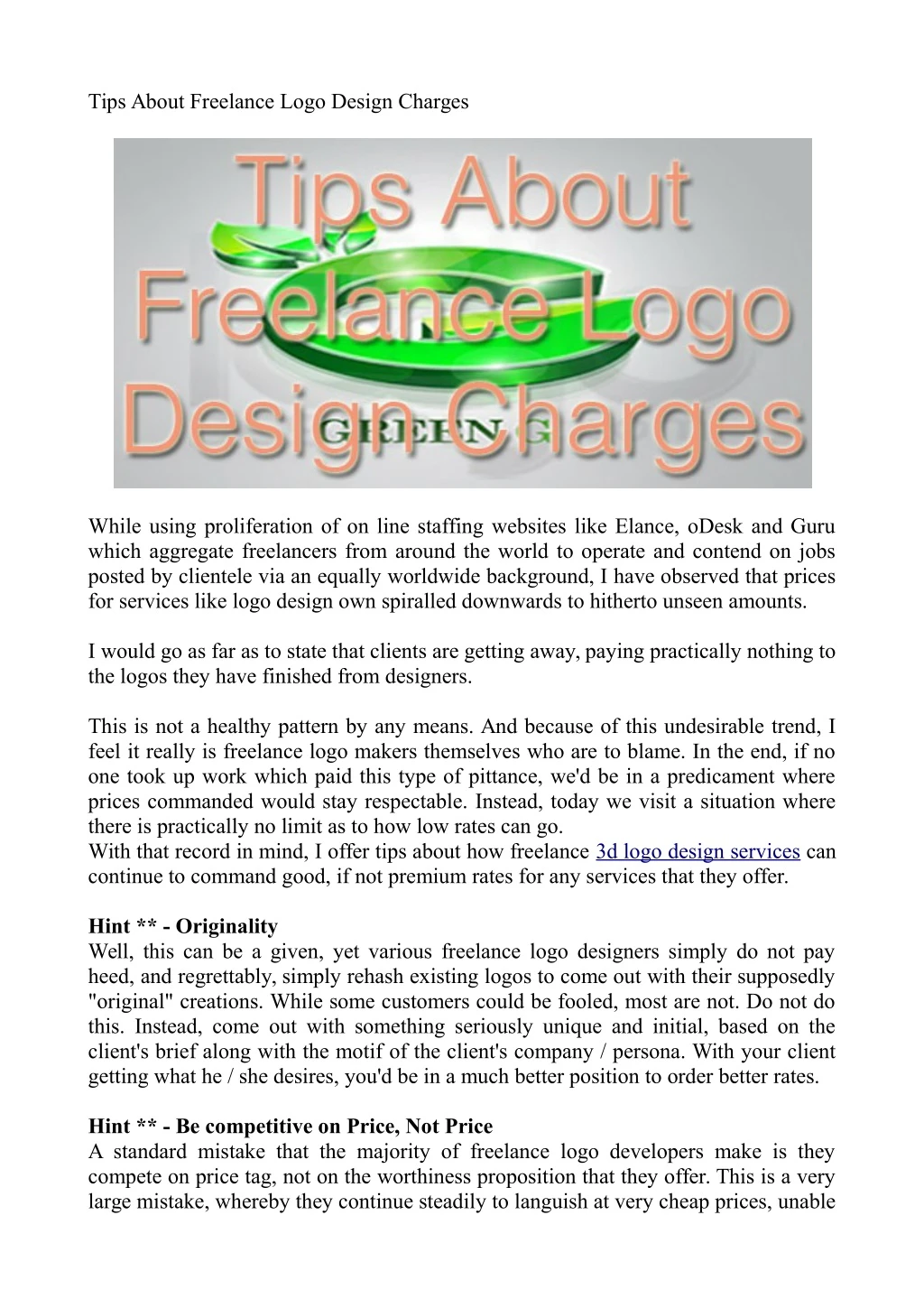 tips about freelance logo design charges