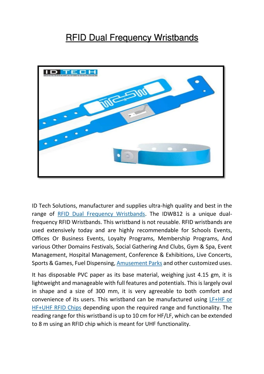 rfid dual frequency wristbands