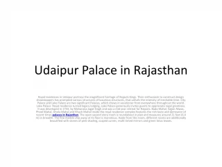 Udaipur Palace in Rajasthan