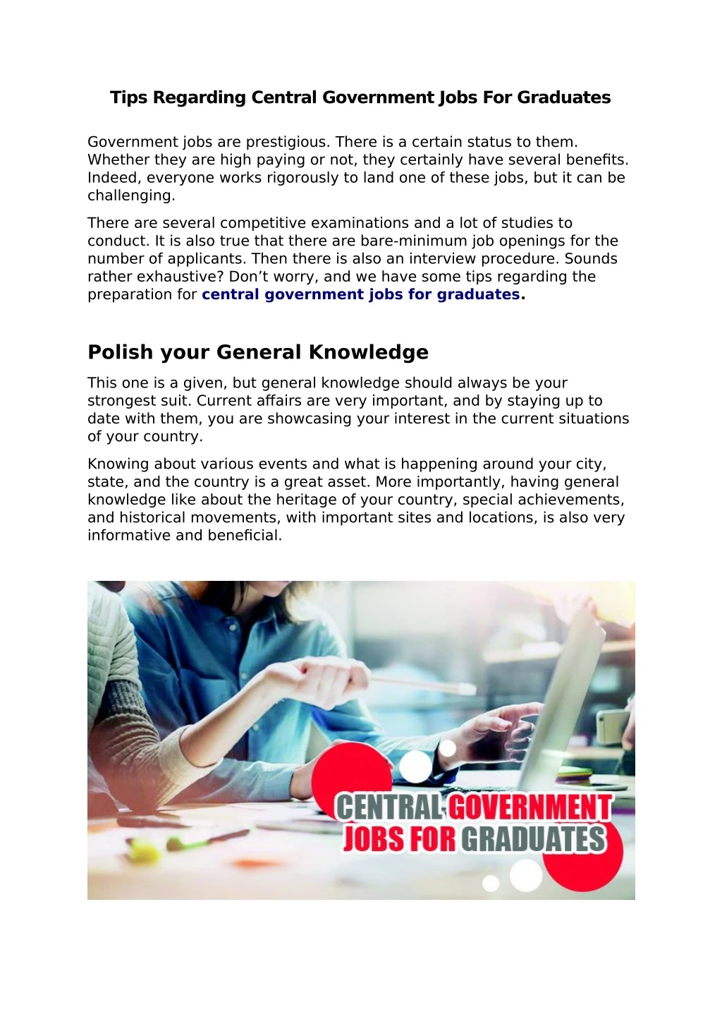 tips regarding central government jobs
