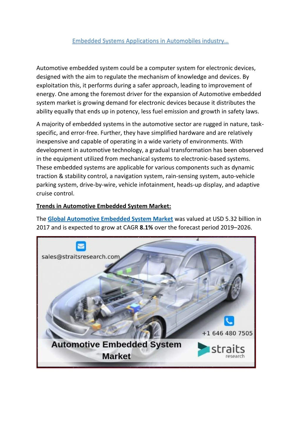 embedded systems applications in automobiles