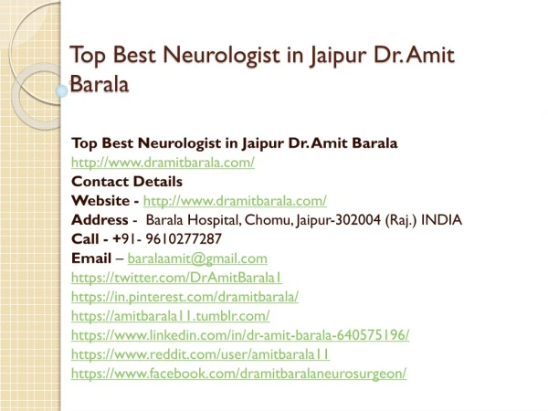 Top Best Neurologist in Jaipur Dr. Amit Barala