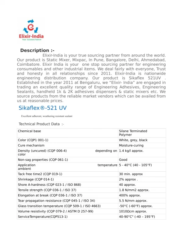 Sikaflex Sealants | Sikaflex 521UV | In India