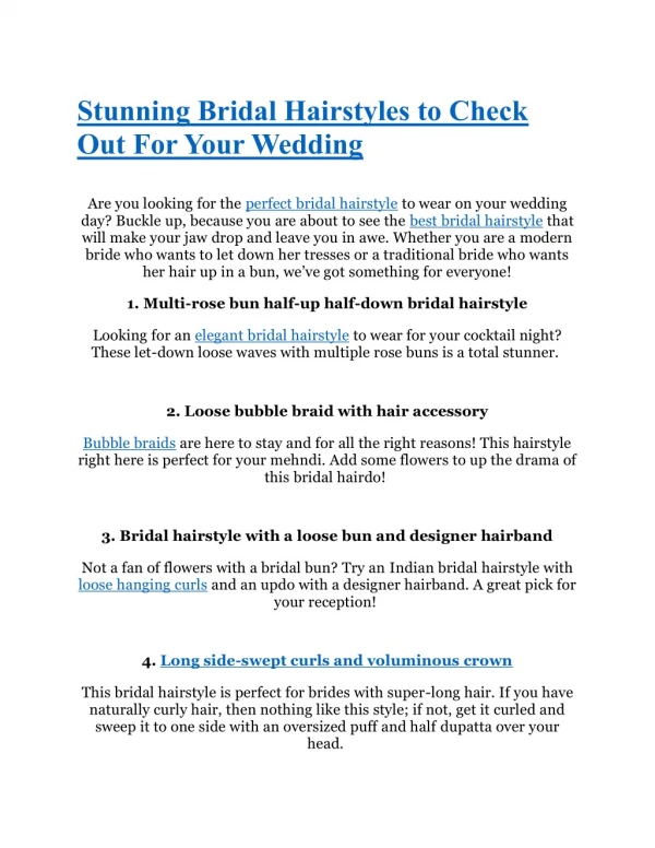 Stunning Bridal Hairstyles to Check Out For Your Wedding