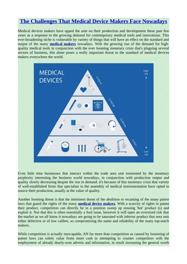 The Challenges That Medical Device Makers Face Nowadays