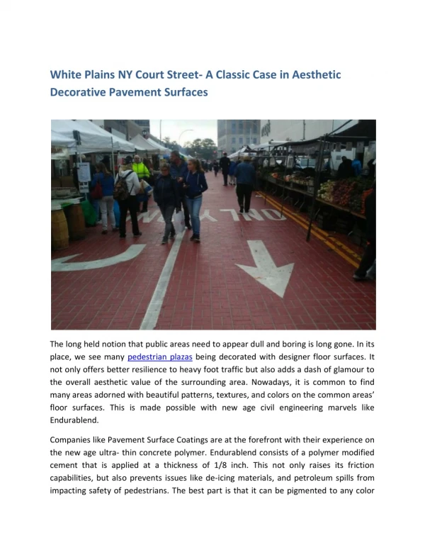White Plains NY Court Street- A Classic Case in Aesthetic Decorative Pavement Surfaces
