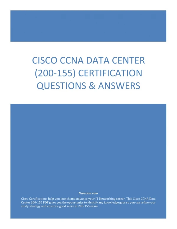 Latest Cisco CCNA Data Center (200-155) Certification Questions & Answers