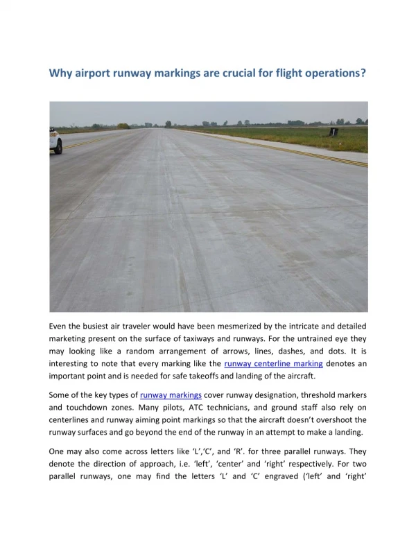 Why airport runway markings are crucial for flight operations?