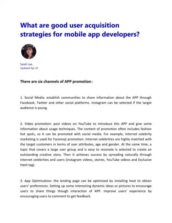 Mobile Apps User Acquisition