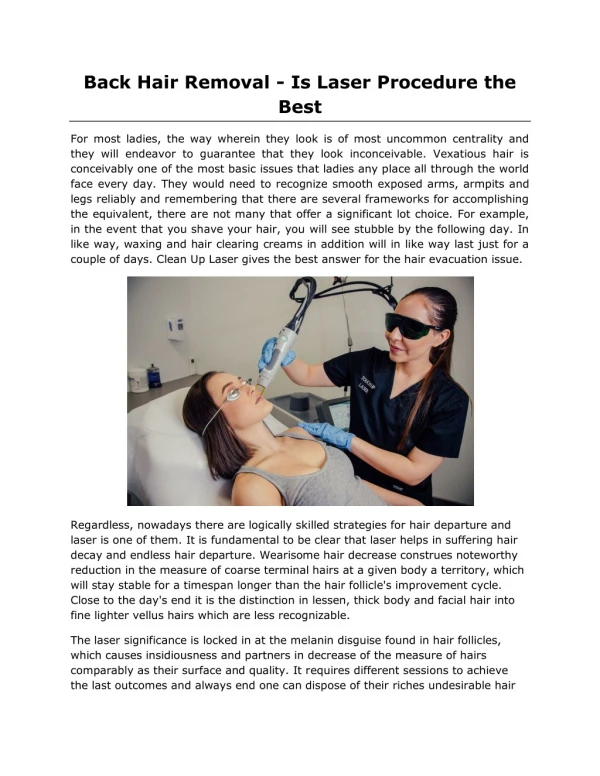 Back Hair Removal - Is Laser Procedure the Best
