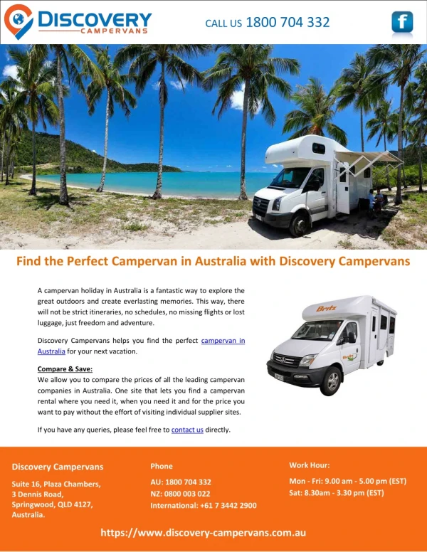 Find the Perfect Campervan in Australia with Discovery Campervans