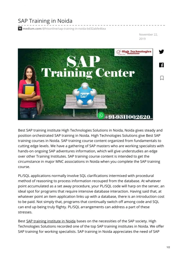 Best Institute for SAP Training in Noida