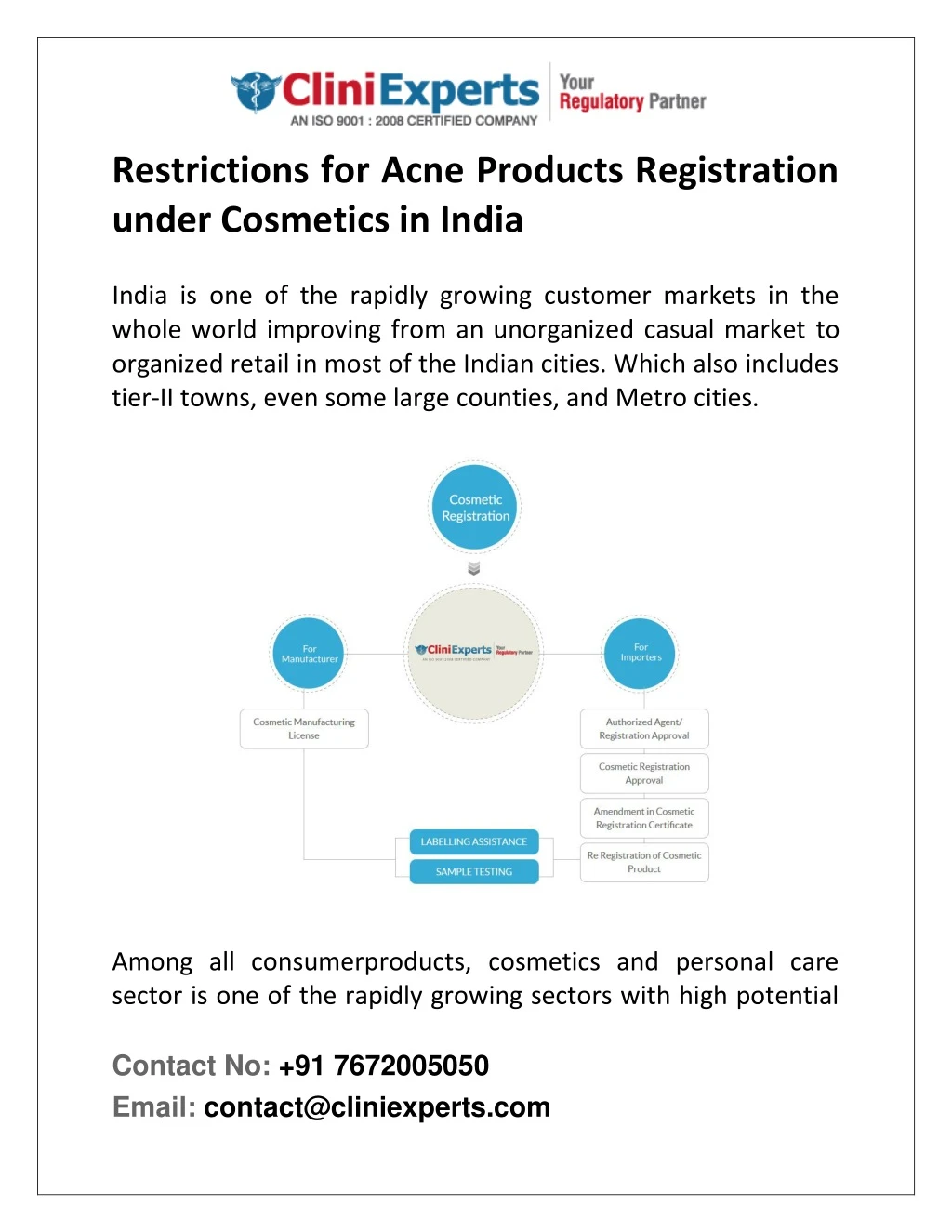 restrictions for acne products registration under