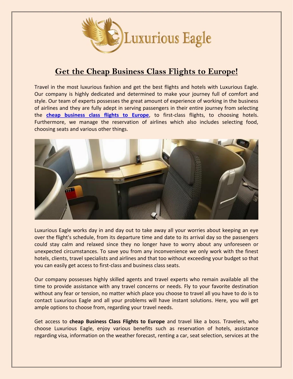 get the cheap business class flights to europe