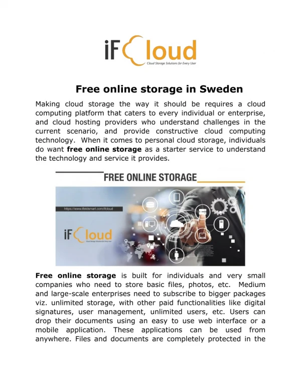 Free online storage in Sweden