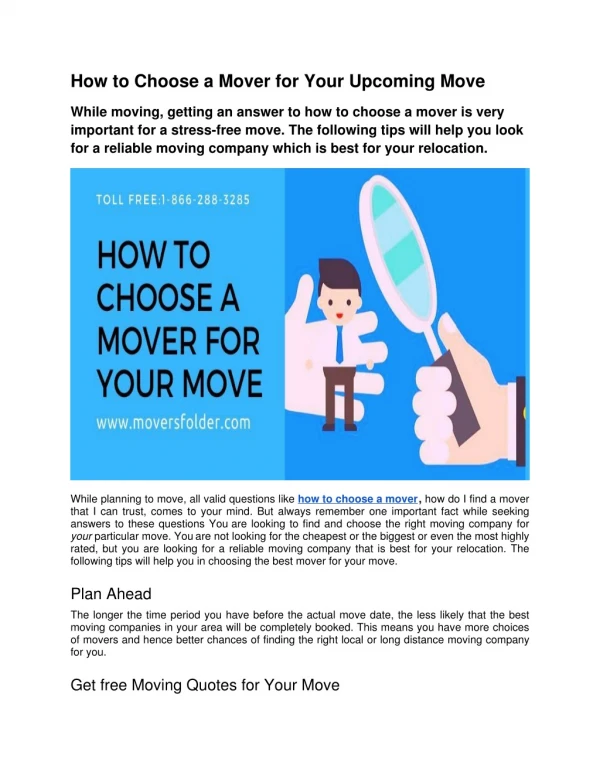 How to Choose a Mover for Your Upcoming Move