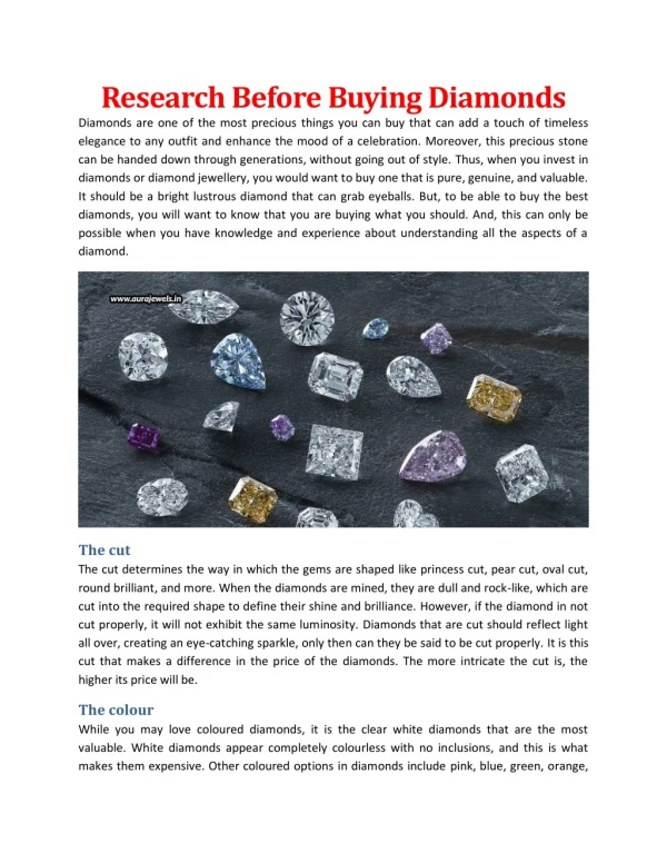 Research Before Buying Diamonds - Aura Jewels