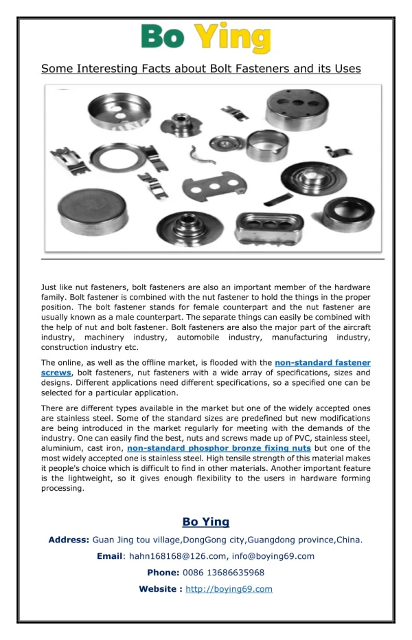Some Interesting Facts about Bolt Fasteners and its Uses