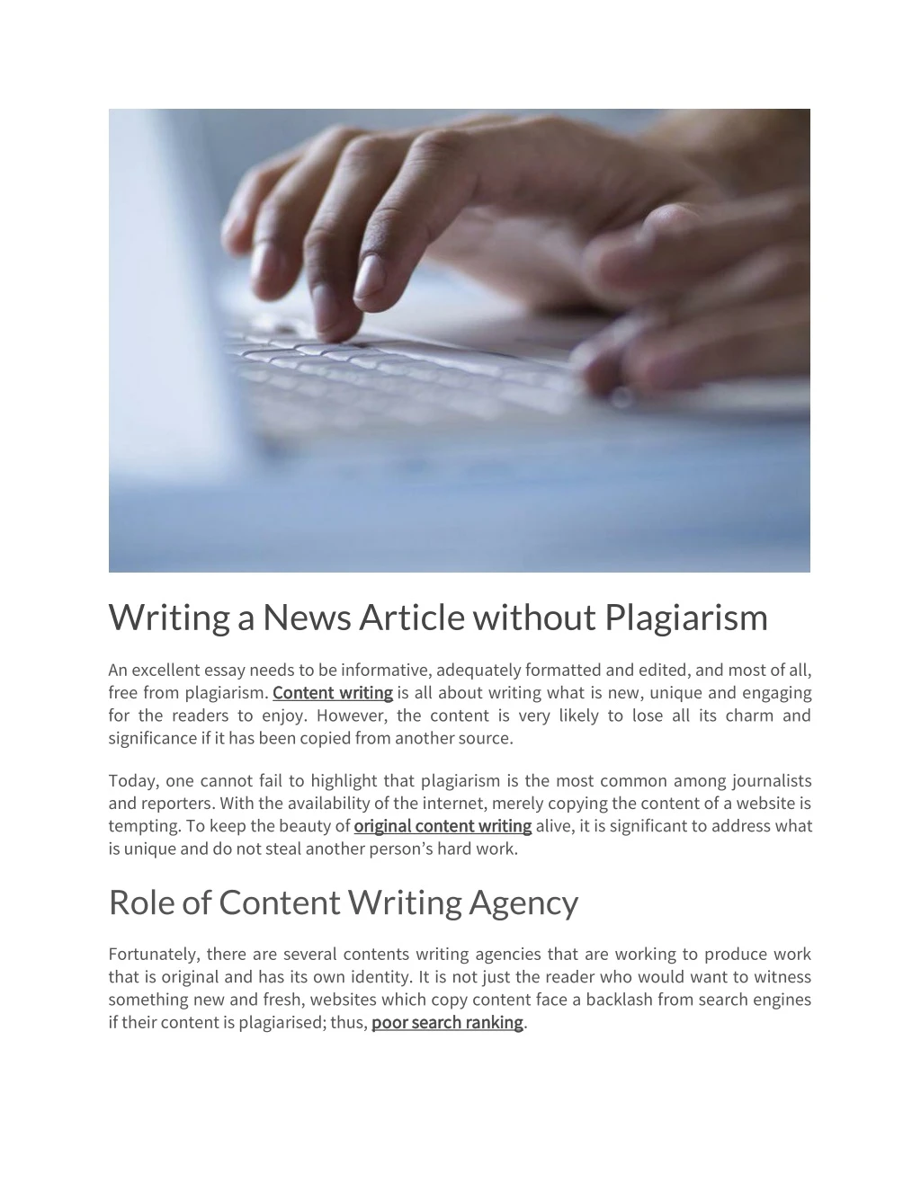 writing a news article without plagiarism