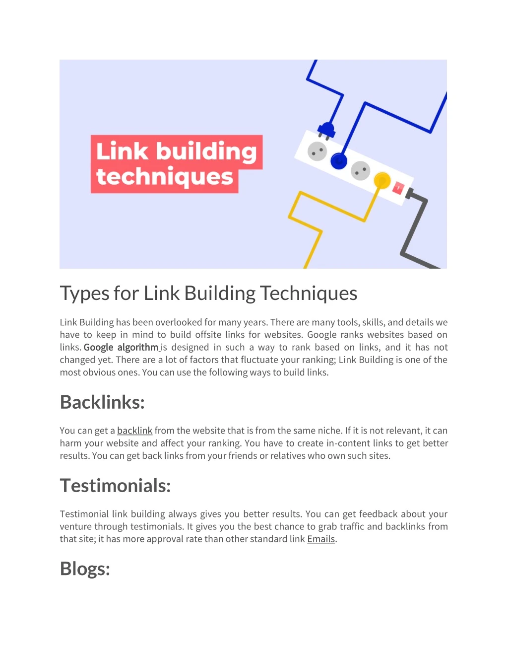 types for link building techniques