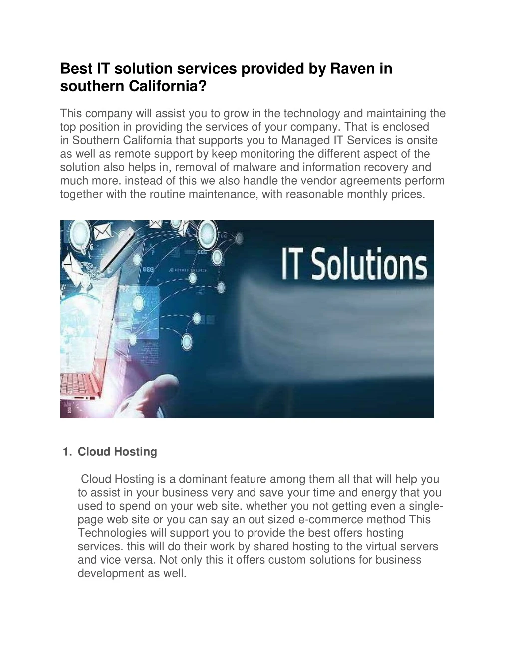 best it solution services provided by raven