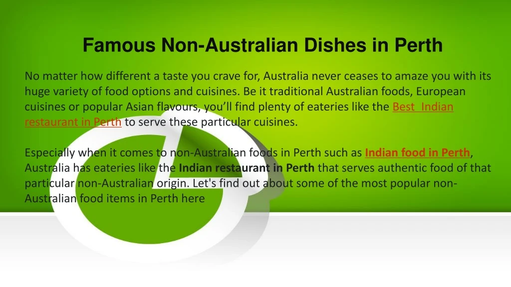 famous non australian dishes in perth