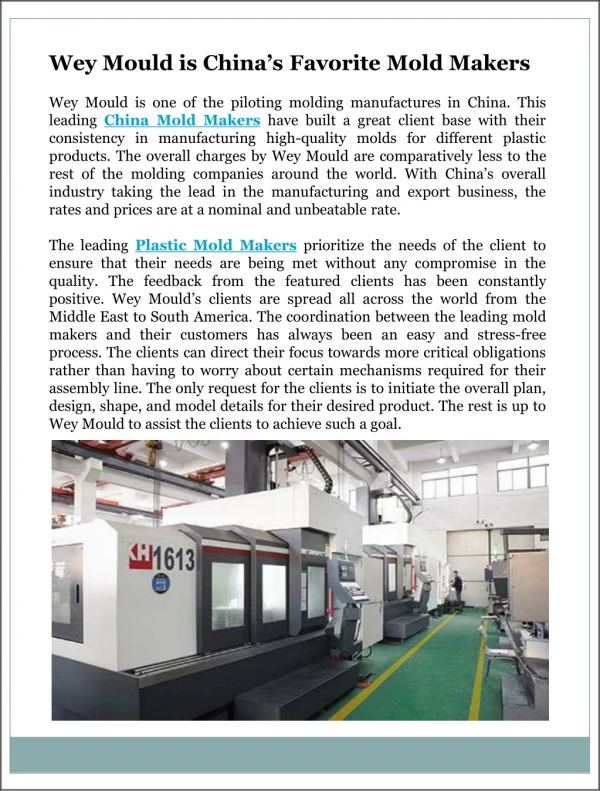 The Unlimited Possibilities with China Mold Makers