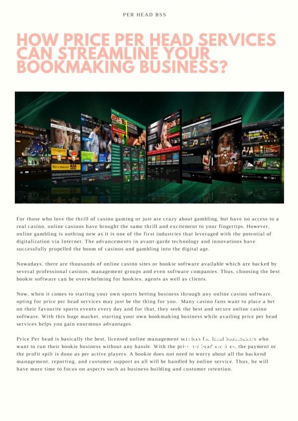 PerHeadBSS: How Per Head Services Can Streamline Your Bookmaking Business?