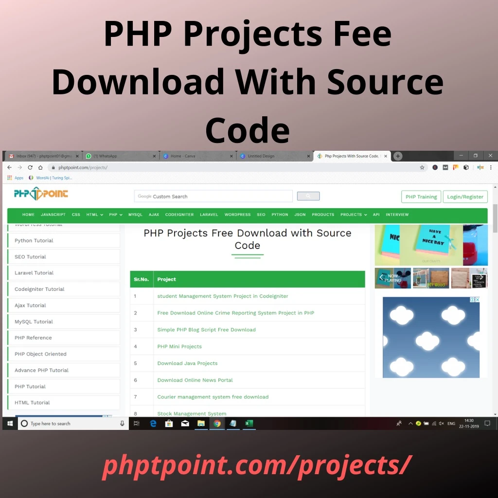 php projects fee download with source code