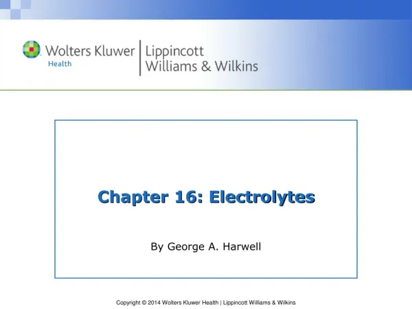 Chapter 16: Electrolytes