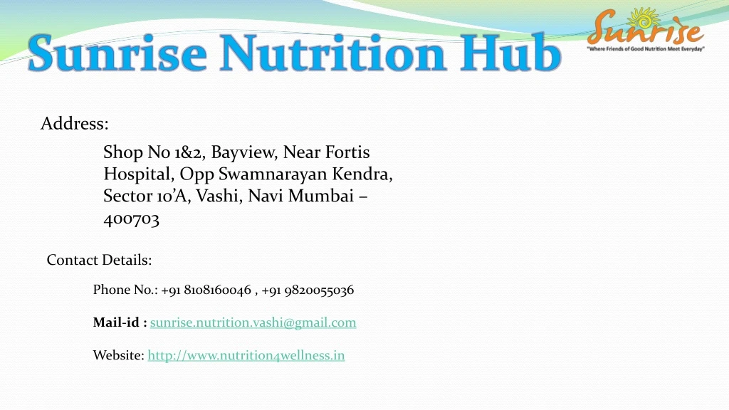 sunrise nutrition hub