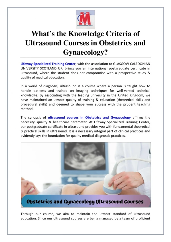 What’s the Knowledge Criteria of Ultrasound Courses in Obstetrics and Gynaecology?