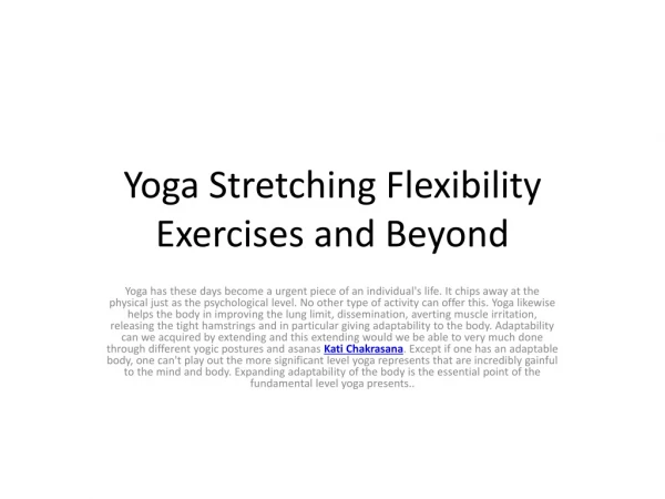 Yoga Stretching Flexibility Exercises and Beyond