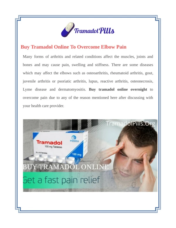 Buy Tramadol Online To Overcome Elbow Pain