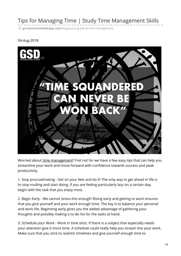 Quick Guide on Time Management | Tips for Managing Time - GSD