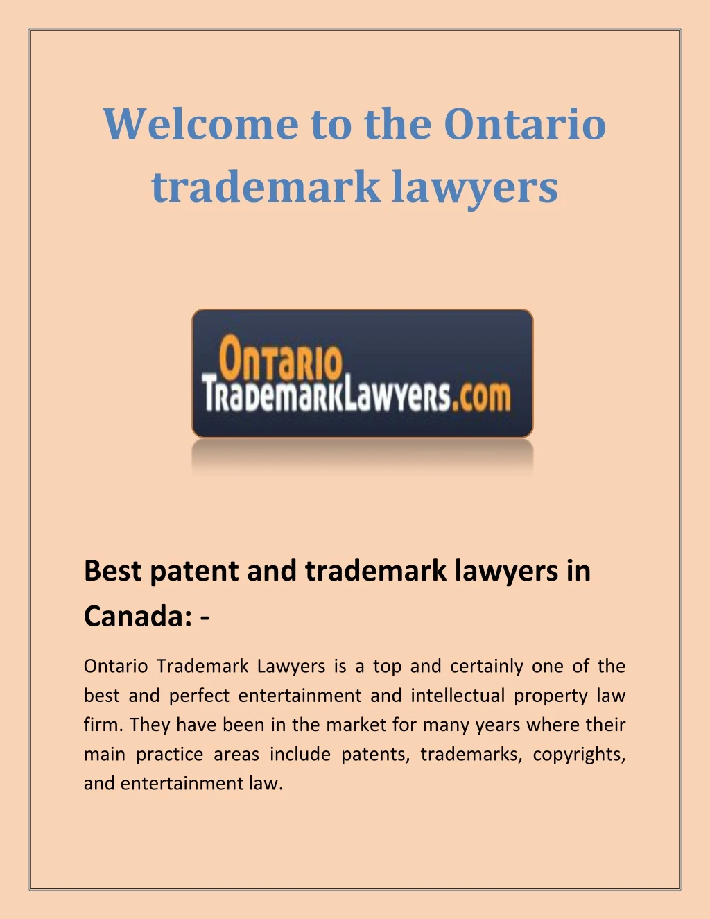 welcome to the ontario trademark lawyers