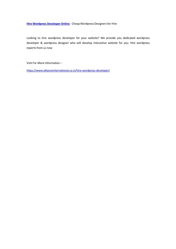 hire wordpress developer online cheap wordpress
