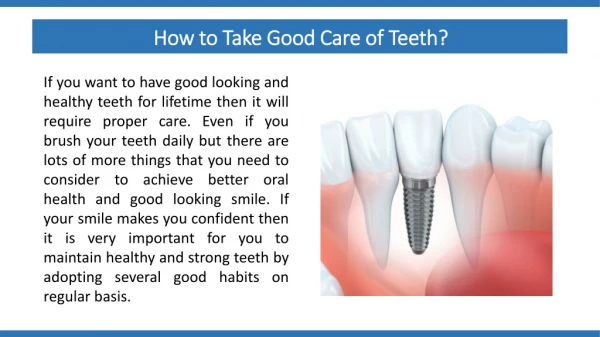 How to Take Good Care of Teeth?
