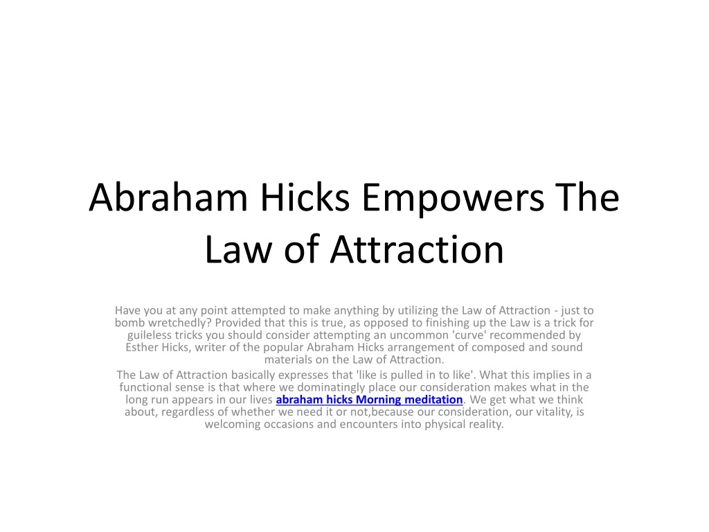 abraham hicks empowers the law of attraction