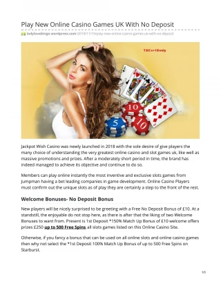 Play New Online Casino Games UK With No Deposit
