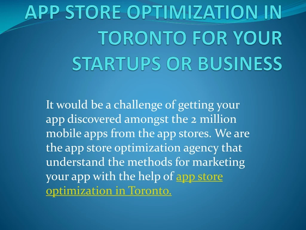 app store optimization in toronto for your startups or business