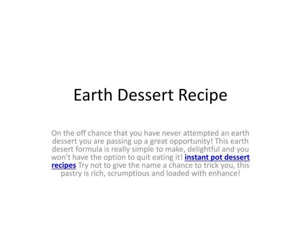 Earth Dessert Recipe