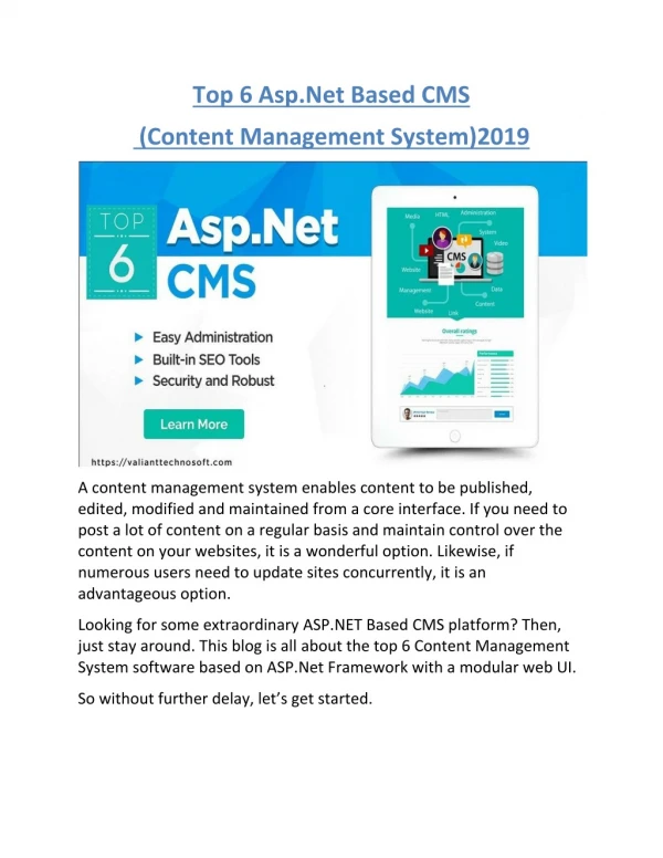 Top 6 Asp.Net based CMS 2019