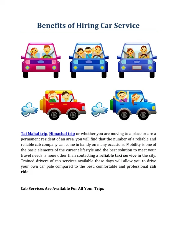 Benefits of Hiring Car Service