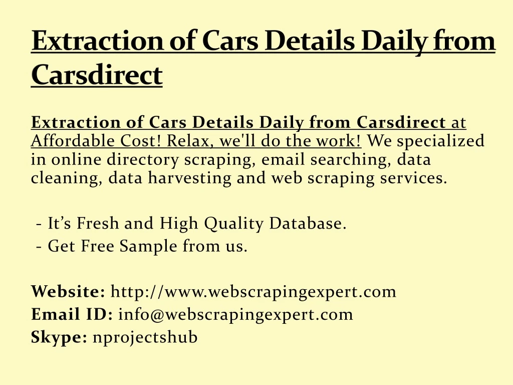 extraction of cars details daily from carsdirect