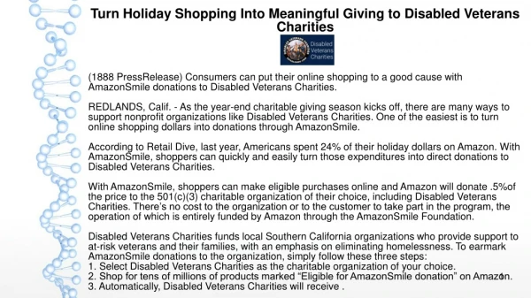 Turn Holiday Shopping Into Meaningful Giving to Disabled Veterans Charities