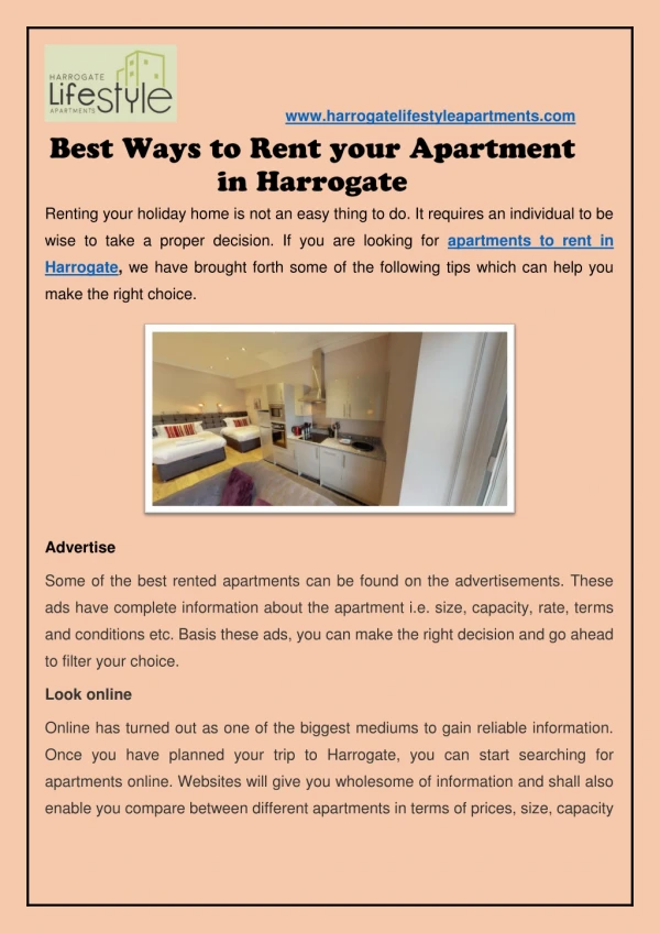 Best Ways to Rent your Apartment in Harrogate